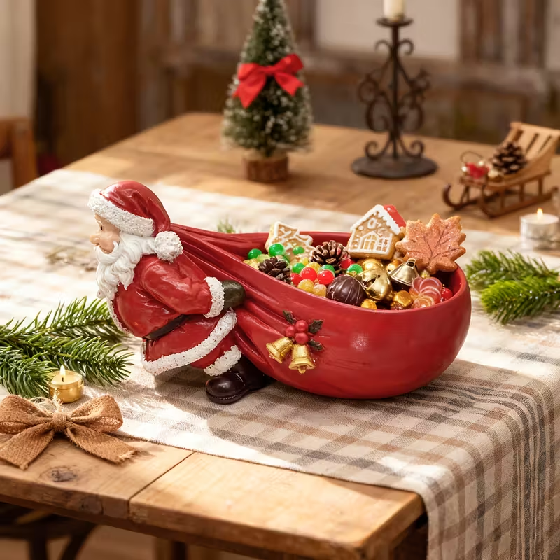 Weihnachtsmann mit Geschenkschale
