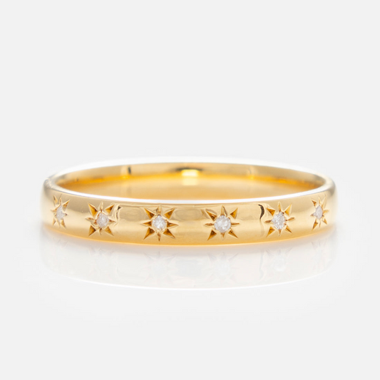 Simple Star Set Diamond Band