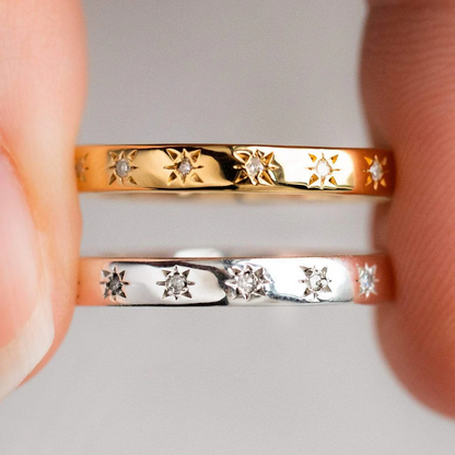 Simple Star Set Diamond Band