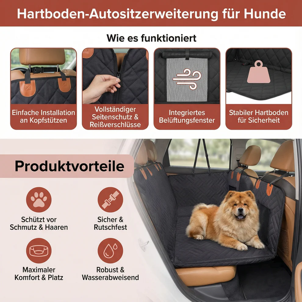 Hartboden-Autositzerweiterung für Hunde