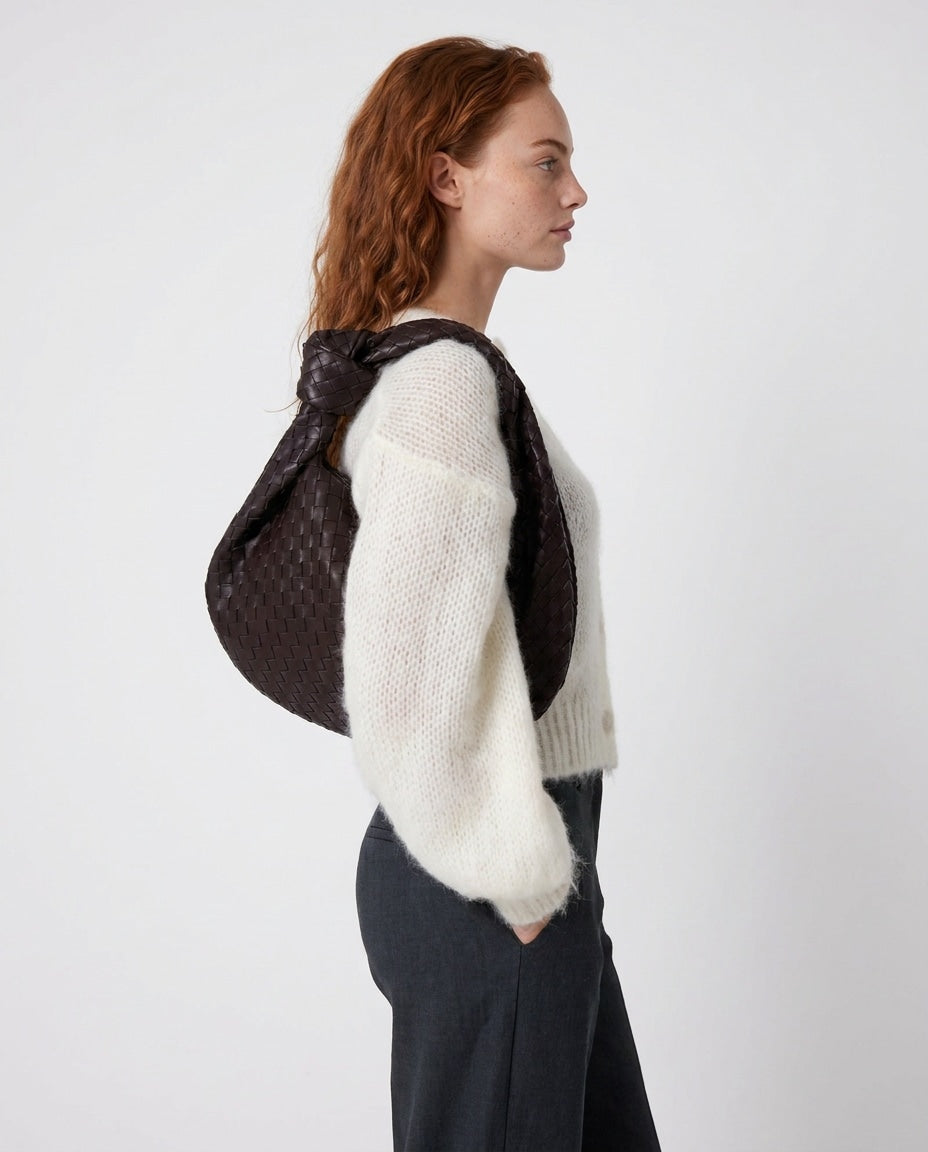 Knotted Woven Hobo Bag