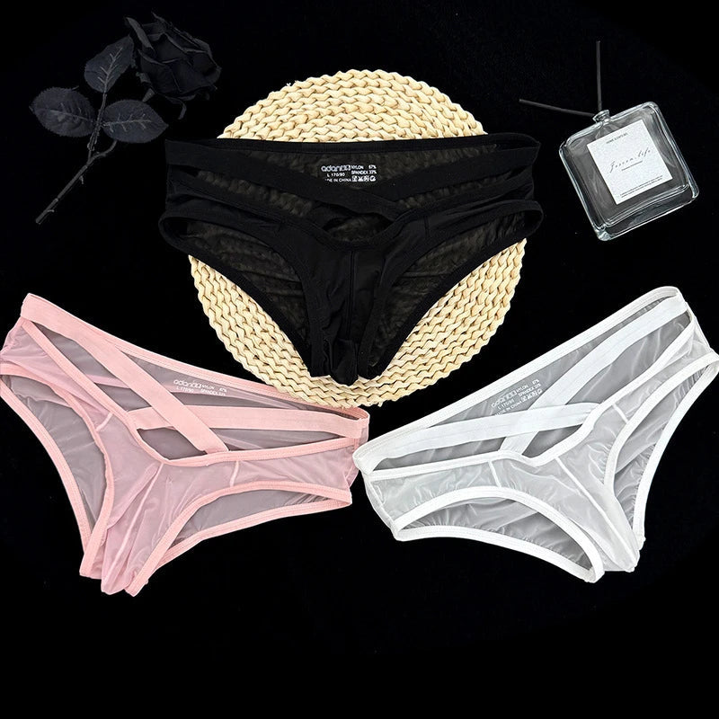 Cross-waist belt sexy transparent brief