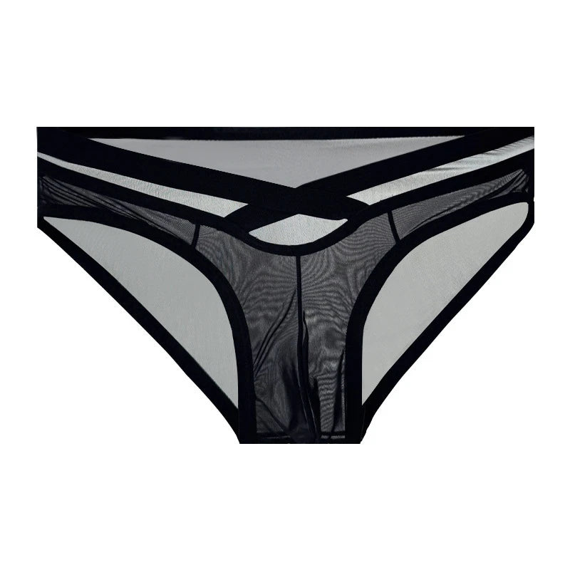 Cross-waist belt sexy transparent brief
