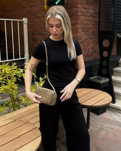 Jessica Woven Suede Bag